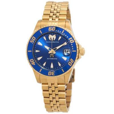 Technomarine Manta Sea Automatic Blue Dial Ladies Watch Tm-219064 In Gold