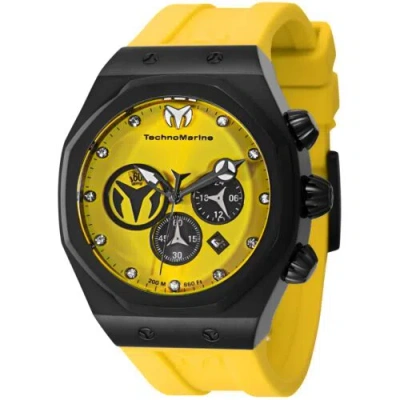 Pre-owned Technomarine Men's Watch Reef Sun Yellow And Black Dial Silicone Strap Tm-523002
