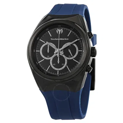 Technomarine Moonsun Chronograph Quartz Black Dial Men's Watch Tm-820008 In Black / Blue