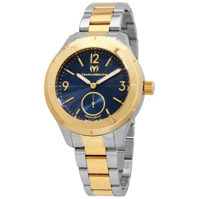Technomarine Moonsun Quartz Blue Dial Men's Watch Tm-818000 In Gold