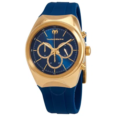 Technomarine Moonsun Quartz Blue Dial Men's Watch Tm-820007 In Blue / Gold / Gold Tone