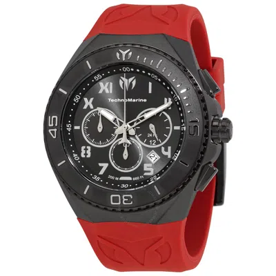 Technomarine Ocean Manta Chronograph Quartz Black Dial Men's Watch Tm-220000 In Red