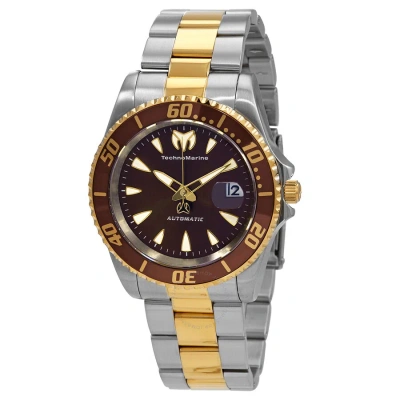 Technomarine Sea Automatic Manta Collection Brown Dial Men's Watch Tm-219070 In Gold