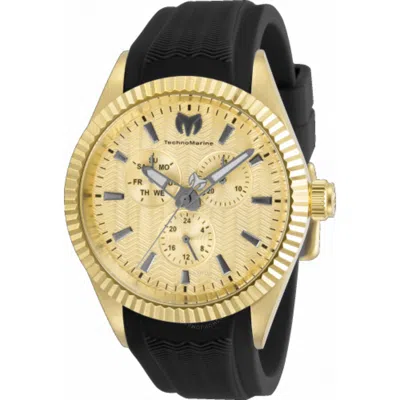Technomarine Sea Gmt Quartz Gold Dial Men's Watch Tm-719024 In Black
