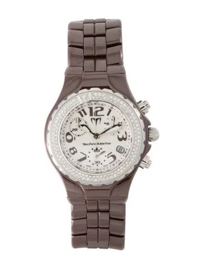 Pre-owned Technomarine Technodiamond Chrono Ceramique Watch, 40mm In Multi
