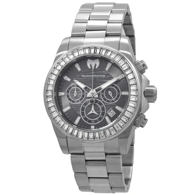Technomarine Chronograph Gmt Quartz Crystal Black Dial Men's Watch Tm-222032 In Black / Charcoal