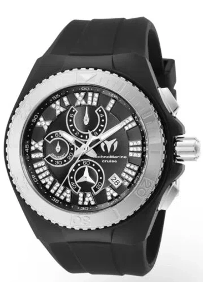 Pre-owned Technomarine Tm-121000 Silver 46mm Cruise Star With 98 Stones-