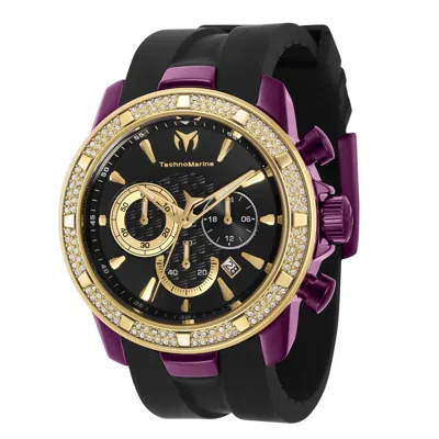 Pre-owned Technomarine Tm-621018 Men's Gold 45mm Uf6 With 132 Crystals--- Arrival