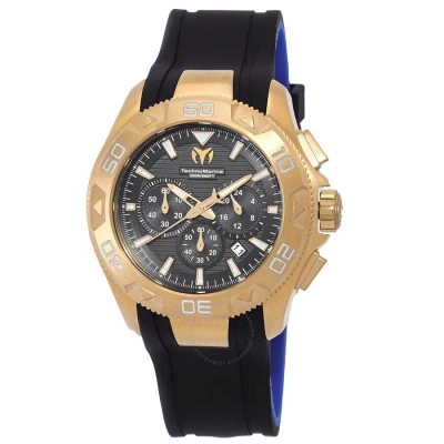 Technomarine Uf6 Chronograph Date Gmt Quartz Black Dial Men's Watch Tm-622004 In Blue