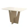 Tecnhi Home 4 Seater Dining Table With Painted Glass Top And Wooden Base, Natural & Oak