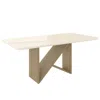 Tecnhi Home 6 Seater Dining Table With Painted Glass Top & Elegant Wooden Base