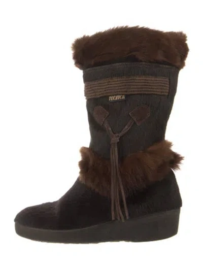 Pre-owned Tecnica Faux Fur Snow Boots In Black/brown