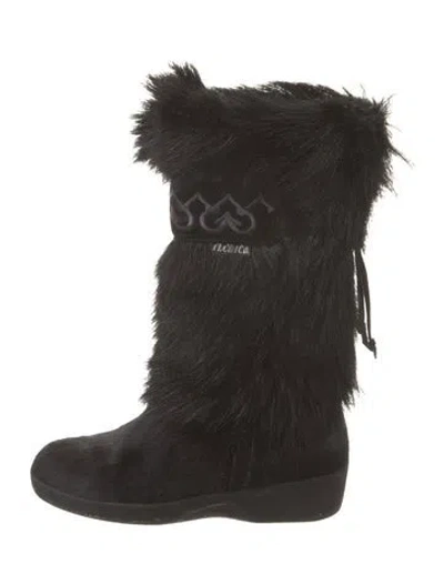 Pre-owned Tecnica Fur Boots In Black