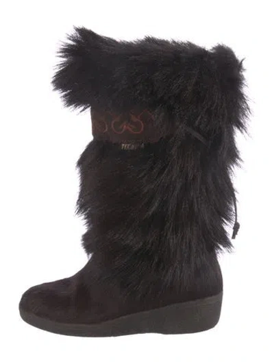 Pre-owned Tecnica Fur Boots In Brown