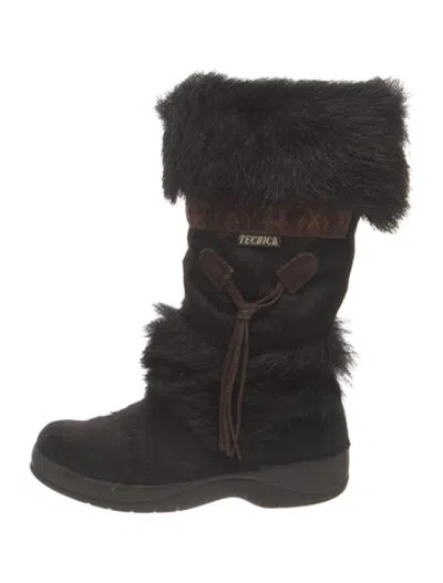 Pre-owned Tecnica Fur Fur Trim Snow Boots In Brown