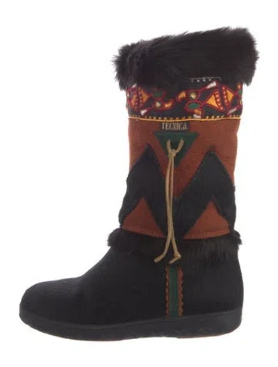 Pre-owned Tecnica Fur Patterned Boots In Brown