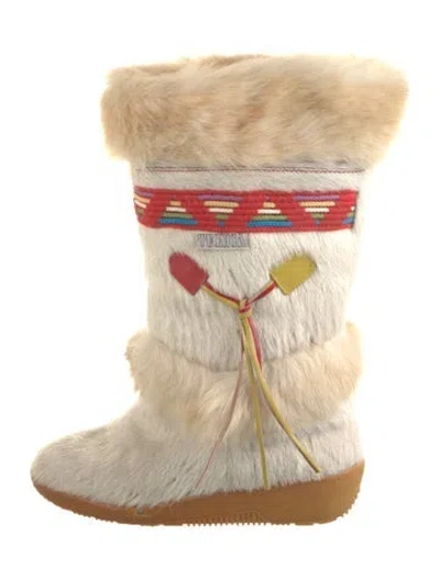 Pre-owned Tecnica Fur Printed Boots In Neutral