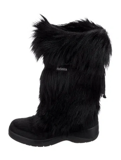 Pre-owned Tecnica Fur Snow Boots In Black