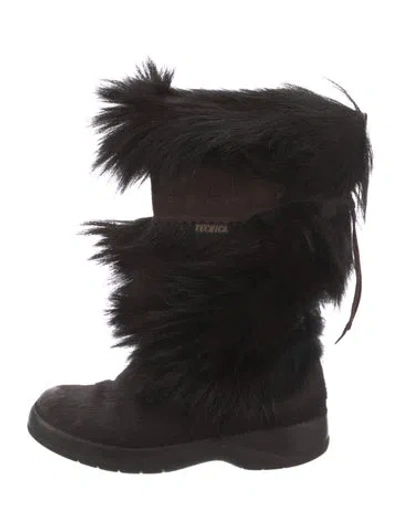 Pre-owned Tecnica Fur Snow Boots In Brown