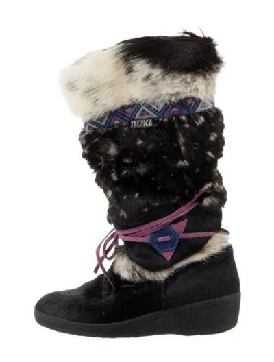 Pre-owned Tecnica Ponyhair Animal Print Snow Boots In Multicolor