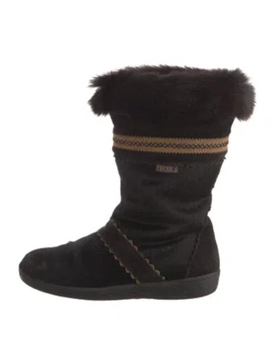 Pre-owned Tecnica Ponyhair Fur Trim Boots In Black