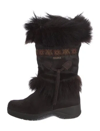 Pre-owned Tecnica Ponyhair Graphic Print Snow Boots In Brown