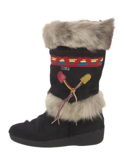 Pre-owned Tecnica Ponyhair Graphic Print Snow Boots In Neutral