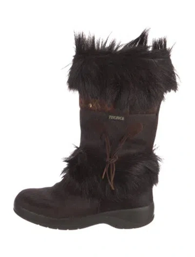 Pre-owned Tecnica Ponyhair Lace-up Boots In Brown