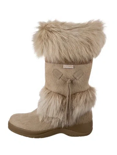 Pre-owned Tecnica Ponyhair Patterned Boots In Brown