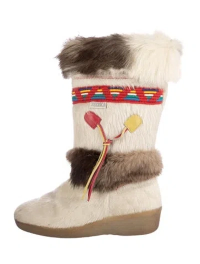 Pre-owned Tecnica Ponyhair Patterned Boots In Neutral
