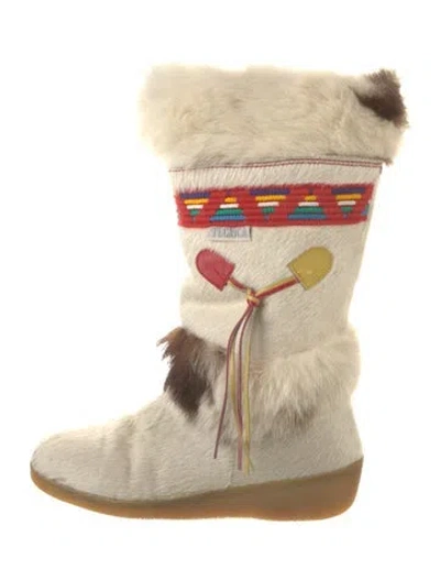 Pre-owned Tecnica Ponyhair Tassel Accents Boots In Neutral