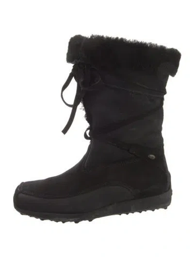 Pre-owned Tecnica Suede Lace-up Boots In Black
