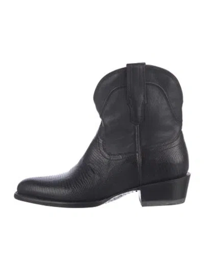 Pre-owned Tecovas Leather Animal Print Western Boots In Black