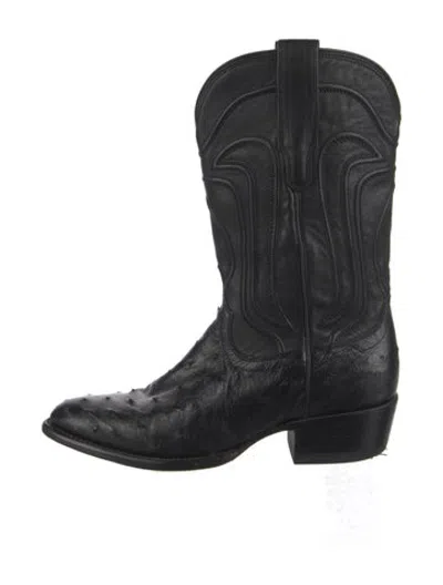 Pre-owned Tecovas Leather Animal Print Western Boots In Black