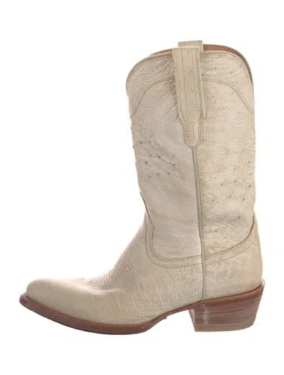 Pre-owned Tecovas Leather Animal Print Western Boots In Neutrals