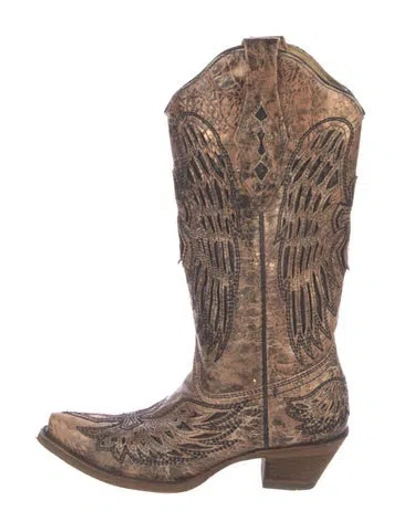Pre-owned Tecovas Leather Patterned Western Boots In Brown