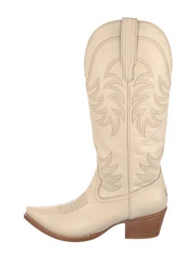 Pre-owned Tecovas Leather Patterned Western Boots In Neutral
