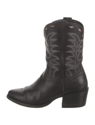 Pre-owned Tecovas Leather Printed Western Boots In Black