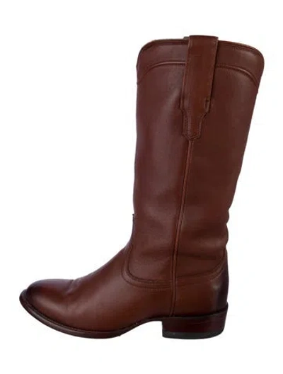 Pre-owned Tecovas Leather Riding Boots In Brown