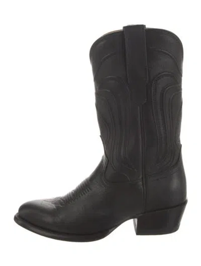 Pre-owned Tecovas Leather Western Boots In Black