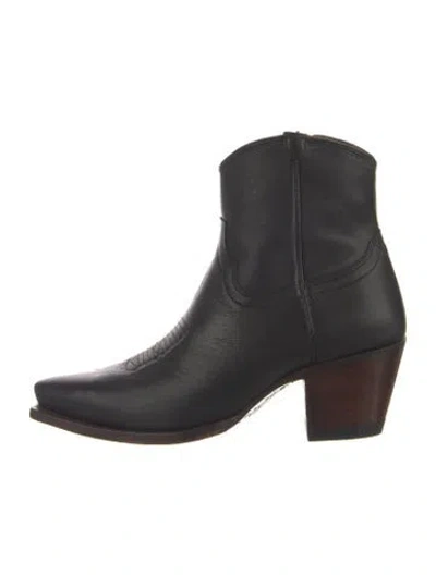 Pre-owned Tecovas Leather Western Boots In Black