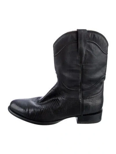 Pre-owned Tecovas Leather Western Boots In Black