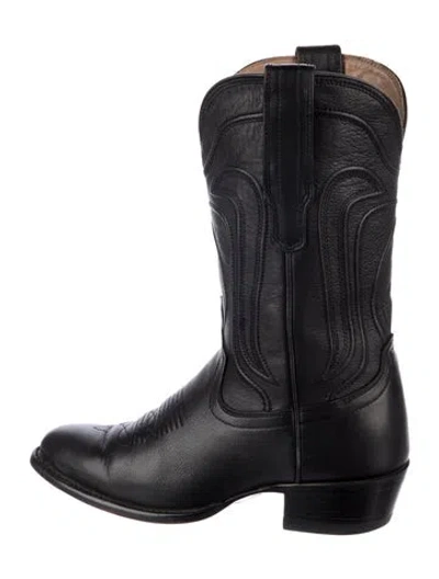 Pre-owned Tecovas Leather Western Boots In Black