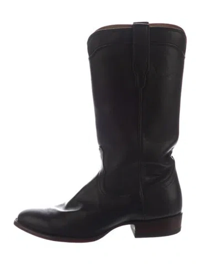 Pre-owned Tecovas Leather Western Boots In Black
