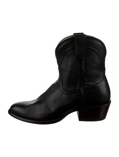 Pre-owned Tecovas Leather Western Boots In Black