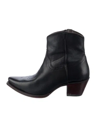 Pre-owned Tecovas Leather Western Boots In Black
