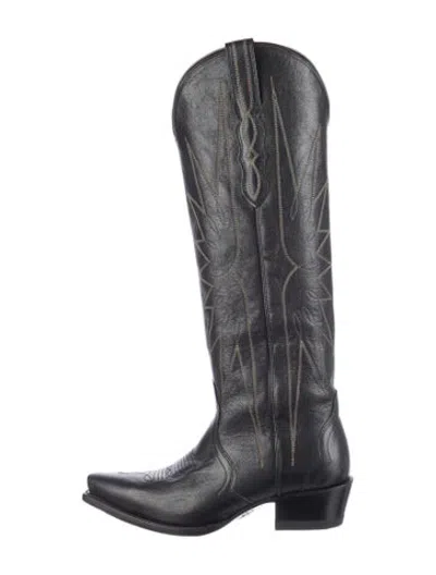 Pre-owned Tecovas Leather Western Boots In Black
