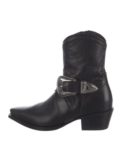 Pre-owned Tecovas Leather Western Boots In Black/blue