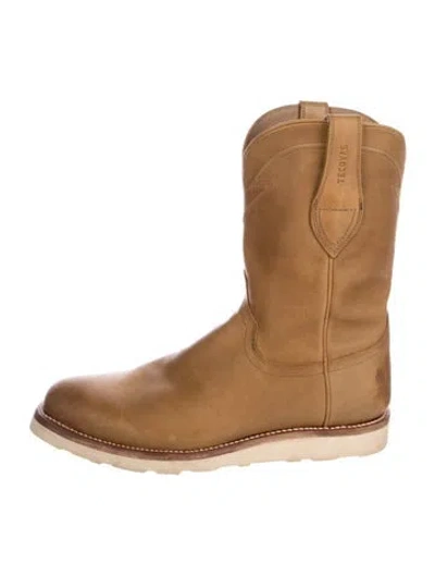 Pre-owned Tecovas Leather Western Boots In Brown