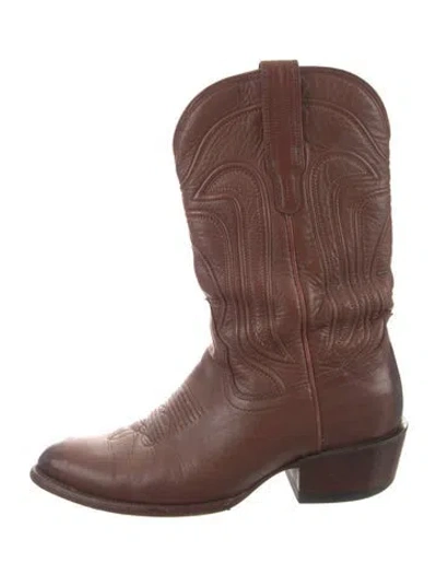 Pre-owned Tecovas Leather Western Boots In Brown